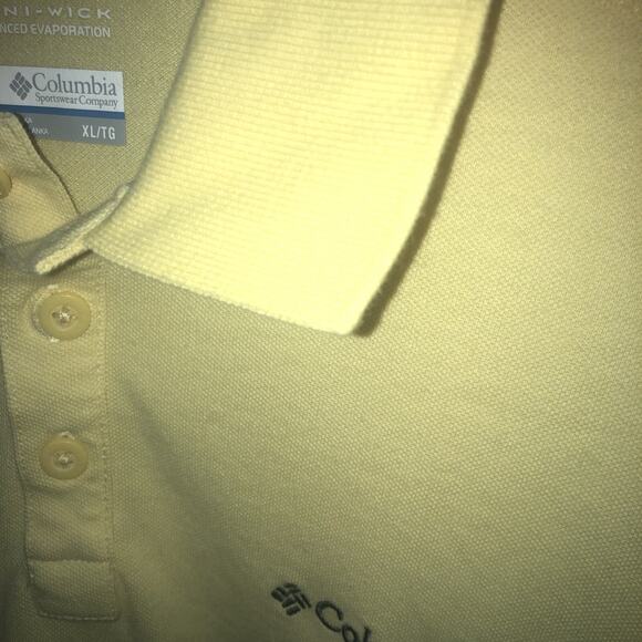 Columbia PFG Button Up Adult Xl Yellow Short Sleeve Polyester Blend Polo - Picture 9 of 10